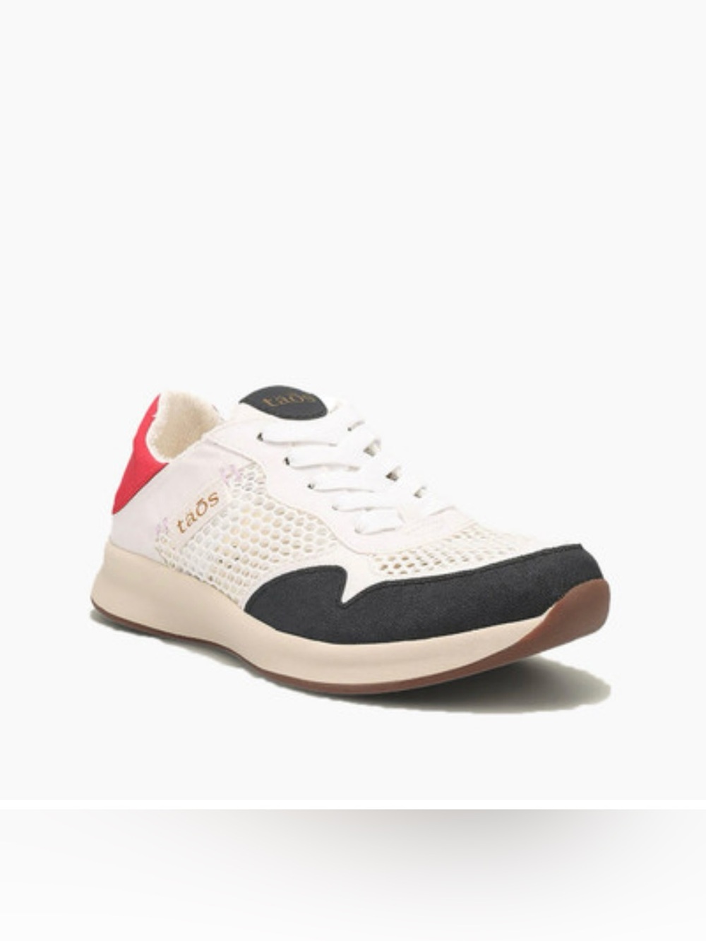 Taos Footwear White Red Black Mesh Lace-Up Sneakers